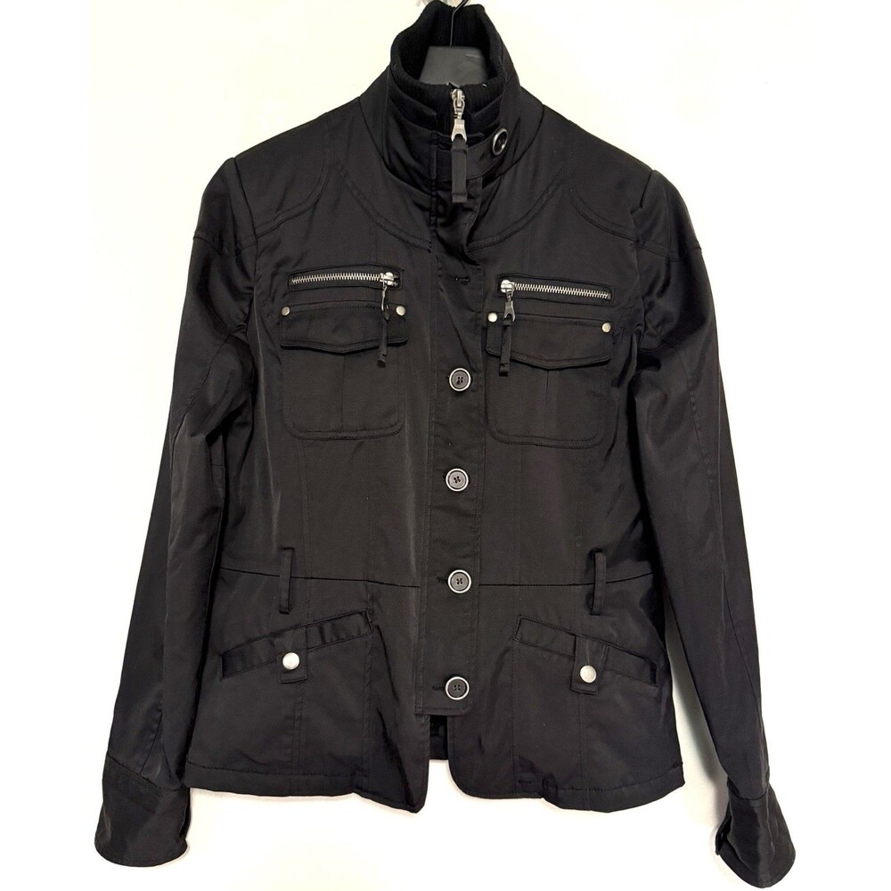 Seven 7 Womens Moto Jacket Sz Small Black Biker Chick